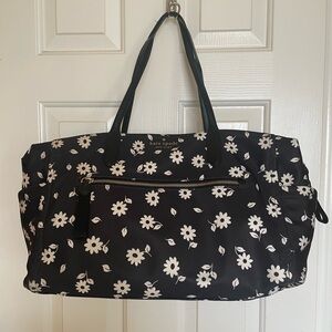 Kate Spade New York Chelsea Nylon Large Black & White Floral Weekender Bag